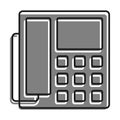 Linear icon. Fixed wired office telephone with buttons. Communication between subscribers. Simple black and white vector isolated Royalty Free Stock Photo