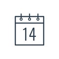Linear icon of the fourteenth day of the calendar.
