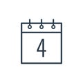 Linear icon of the Fourth day of the calendar. Royalty Free Stock Photo