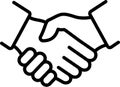 Linear icon of handshake as concept of business, trust or support