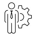 Linear icon of management support or control vector illustration. Quality check service isolated