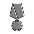 Linear icon. medal of soldier, military round order, badge of distinction for courage and bravery in battle. Simple black and