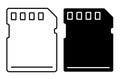 Linear icon. Memory card for storing information. Micro card for copying and transferring data. Simple black and white vector on Royalty Free Stock Photo