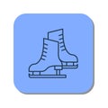 Linear icon of pair of skates for figure skating