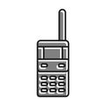 Linear icon, radio station to keep in touch. Wireless walkie talkie of security guard, soldier. Simple black and white vector