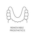 Linear icon removable prosthetics. Vector illustration for dental clinic