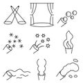Linear icon set related to the stage special effects