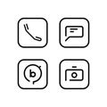 Linear icon set for smartphone. Vector illustration of four main icons isolated on white background