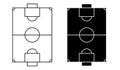 Linear icon. Soccer field markings lines. Outline football playground top view.