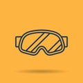 Linear icon of sports mask of snowboarder