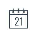 Linear icon of the Twenty-first day of the calendar.