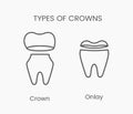 Linear icon types of crowns. Vector illustration for dental clinic