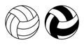 Linear icon. Volleyball ball for indoor, outdoor and beach volleyball. Sport equipment. Simple black and white vector isolated on Royalty Free Stock Photo