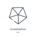 Linear icosahedron icon from Geometry outline collection. Thin line icosahedron icon isolated on white background. icosahedron