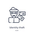 Linear identity theft icon from Cyber outline collection. Thin line identity theft vector isolated on white background. identity Royalty Free Stock Photo