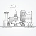 Linear illustration of Bangkok, Thailand. Royalty Free Stock Photo