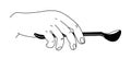 linear illustration with a hand holding a spoon.