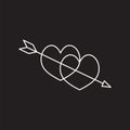 Linear illustration of an icon of two hearts Royalty Free Stock Photo