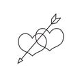 Linear illustration of an icon of two hearts Royalty Free Stock Photo