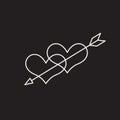 Linear illustration of an icon of two hearts Royalty Free Stock Photo