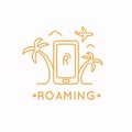 Linear illustration of international roaming on the mobile phone.