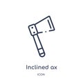 Linear inclined ax icon from Construction outline collection. Thin line inclined ax vector isolated on white background. inclined