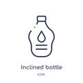 Linear inclined bottle icon from Beauty outline collection. Thin line inclined bottle vector isolated on white background.