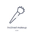 Linear inclined makeup brush icon from Beauty outline collection. Thin line inclined makeup brush vector isolated on white