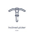 Linear inclined picker icon from Construction outline collection. Thin line inclined picker vector isolated on white background.