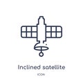 Linear inclined satellite icon from Astronomy outline collection. Thin line inclined satellite vector isolated on white background