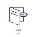 Linear indd icon from File type outline collection. Thin line indd vector isolated on white background. indd trendy illustration