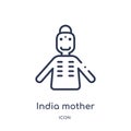 Linear india mother icon from India outline collection. Thin line india mother icon isolated on white background. india mother