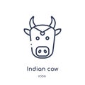 Linear indian cow icon from India outline collection. Thin line indian cow icon isolated on white background. indian cow trendy