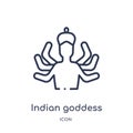 Linear indian goddess icon from India outline collection. Thin line indian goddess icon isolated on white background. indian