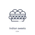 Linear indian sweets icon from India outline collection. Thin line indian sweets icon isolated on white background. indian sweets