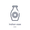 Linear indian vase icon from India outline collection. Thin line indian vase icon isolated on white background. indian vase trendy