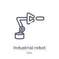 Linear industrial robot icon from Industry outline collection. Thin line industrial robot icon isolated on white background. Royalty Free Stock Photo