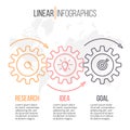 Linear infographics with gears. Business diagram 3 steps.