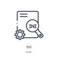 Linear ini icon from File type outline collection. Thin line ini vector isolated on white background. ini trendy illustration