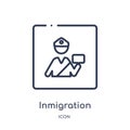 Linear inmigration check point icon from Maps and Flags outline collection. Thin line inmigration check point icon isolated on