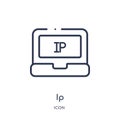 Linear ip icon from Artifical intelligence outline collection. Thin line ip vector isolated on white background. ip trendy