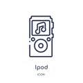 Linear ipod icon from Discotheque outline collection. Thin line ipod vector isolated on white background. ipod trendy illustration Royalty Free Stock Photo