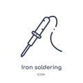 Linear iron soldering icon from Construction and tools outline collection. Thin line iron soldering icon isolated on white