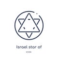 Linear israel star of david icon from Cultures outline collection. Thin line israel star of david icon isolated on white