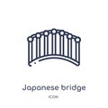 Linear japanese bridge icon from Buildings outline collection. Thin line japanese bridge icon isolated on white background.