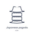 Linear japanese pagoda icon from Buildings outline collection. Thin line japanese pagoda icon isolated on white background.