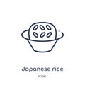 Linear japanese rice ball in a bowl icon from Food outline collection. Thin line japanese rice ball in a bowl icon isolated on Royalty Free Stock Photo