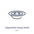 Linear japanese soup bowl icon from Food outline collection. Thin line japanese soup bowl icon isolated on white background.