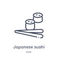 Linear japanese sushi icon from Food outline collection. Thin line japanese sushi icon isolated on white background. japanese