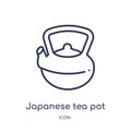 Linear japanese tea pot icon from Food outline collection. Thin line japanese tea pot icon isolated on white background. japanese